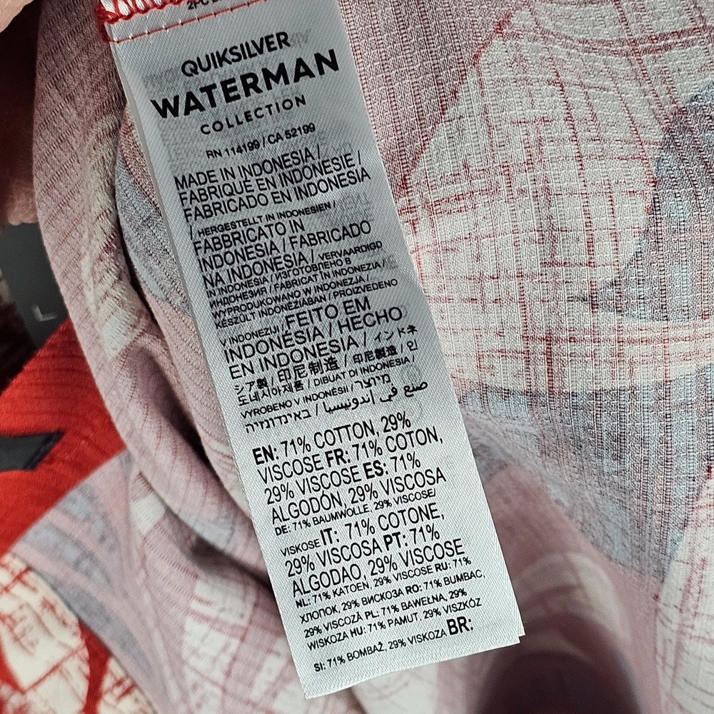 Quiksilver Waterman Shirt Mens S El Moro Fire Print Comfort Button-Up AQMWT03527 - Picture 7 of 8